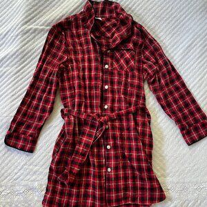 Womens  Lg Lands End 100% Cotton Flannel Robe
